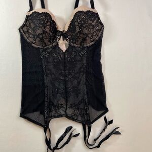 Bustier Bra 32C 34A 34B 34C 36C- Victoria's Secret Black Lace Garter Corset New